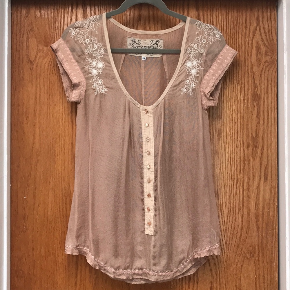 Pete & Greta sheer silk cap sleeve blouse